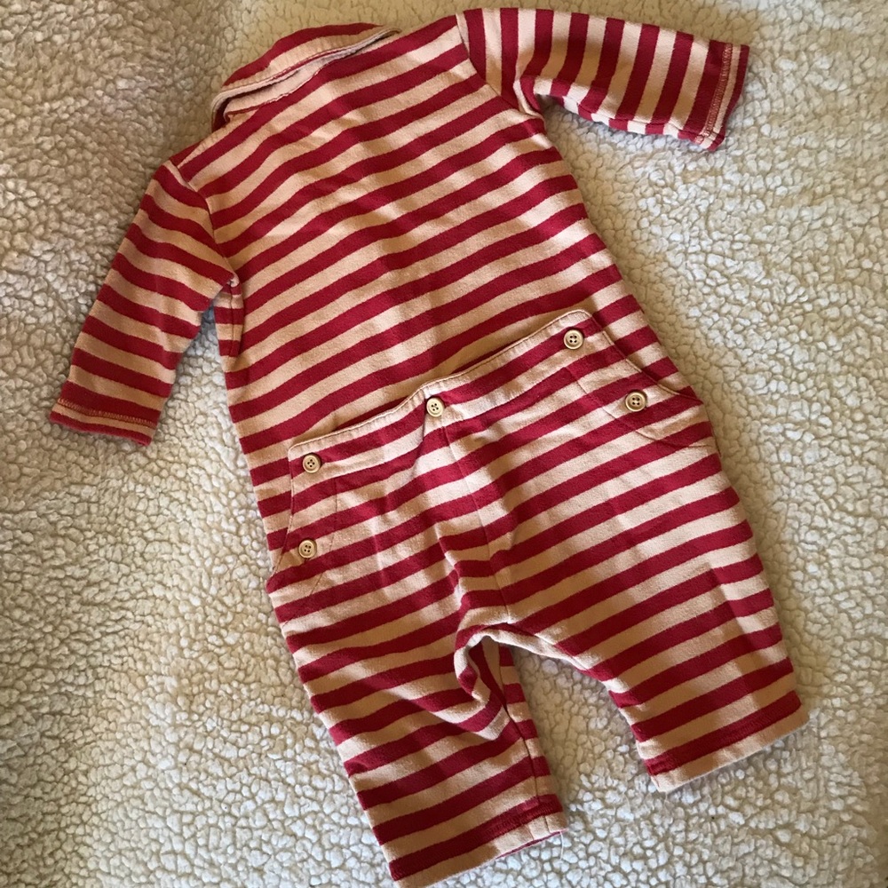 Babystyle Red & Beige Striped Baby Romper 6M - Picture 3 of 3
